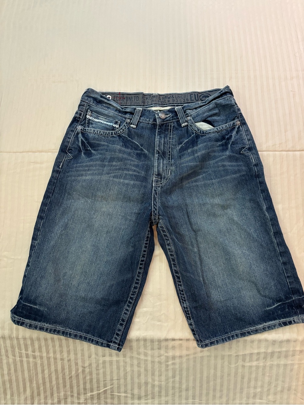 Ecko Unltd Baggy Y2K Denim Shorts Mens 34 Hip Hop Skater Grunge